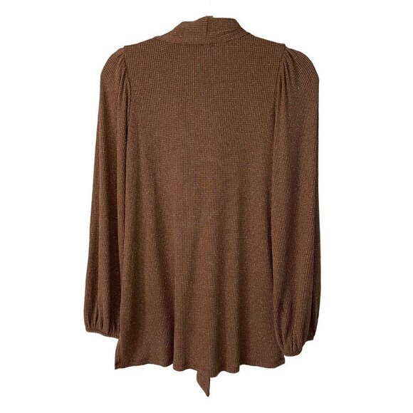 Rachel Pally Womens Blouse Brown Size Small S Lurex Knit Tie Front Top Viscose - Picture 8 of 12